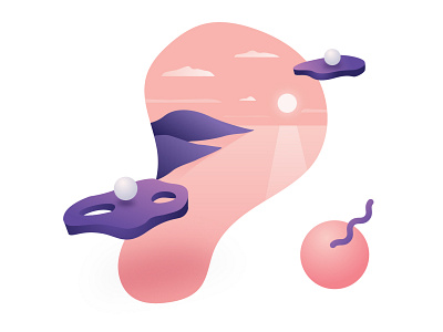 Rose Waters abstract design flat gradient illustration illustrator pink purple reflects sea sun vector