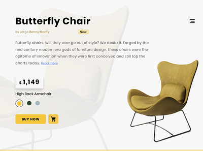 Butterfly Chair chair creative design furniture furniture app graphicdesign illustration menu minimal minimalist restaurant ui uiux visual design yellow