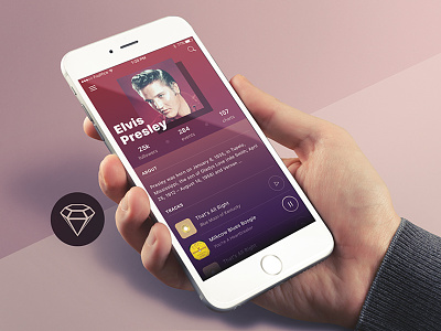 Music Profile - Day27 My Free UI/UX SketchApp Challenge daily ui day100 day27 download elvis music presley profile sketchapp ui ui challenge ux