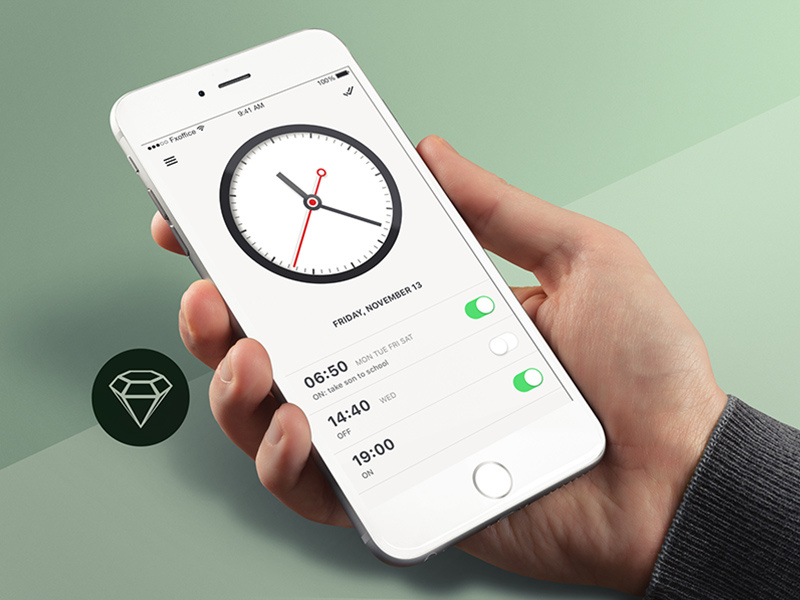 Alarm Clock Day39 My Free UI/UX SketchApp Challenge by Serhiy Semenov