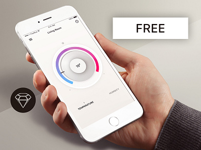 Thermostat App - Day66 UI/UX Free Sketch App Challenge daily ui day100 day66 freebie humidity sketch sketchapp smart home temperature thermostat ui ux