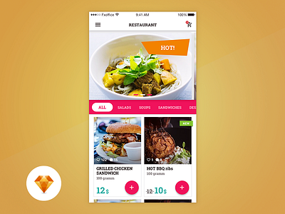 Menu - Day91 My UI/UX Free SketchApp Challenge app bbq free freebie hot menu restaurant sandwich sketch sketchapp ui ux