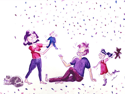 THE PURPLE FAMILY aquarell illustration