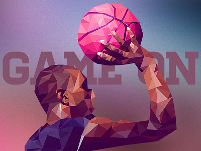 Game On ball basketball debut invite low poly player thanks
