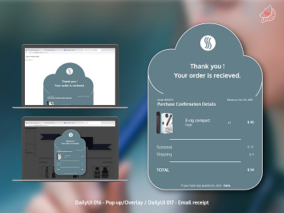 DailyUI 016 - Pop up / DailyUI 017 - Email receipt