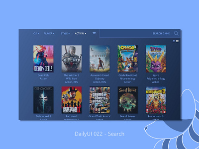 DailyUI 022 - Search app challenge dailyui gaming graphics interfaces search search bar search results ui uidesign