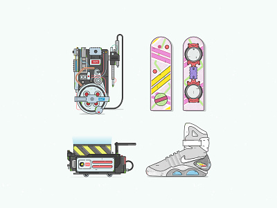 80's Movies 80s back to the future cinema design ghost trap ghostbusters hoverboard icon illustration illustrator movies proton pack vector vector art
