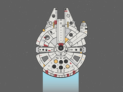 The fastest hunk of junk in the galaxy chewie han solo illustration illustrator millennium falcon star wars vector vector art