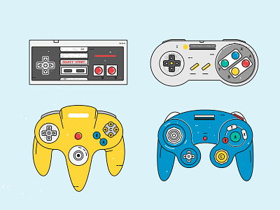 Nintendo Gaming Controllers adobe illustrator controllers design gamecube gaming icon illustration illustrator mac n64 nes nintendo retro games retro gaming snes super mario vector vector art