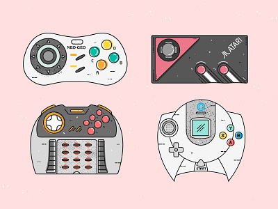 Retro Controllers atari design gaming gaming controllers illustration illustrator neo geo retro gaming sega vector vector art