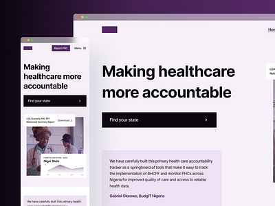 BHCPF Accountability tracker design figma health landing page tracker ui