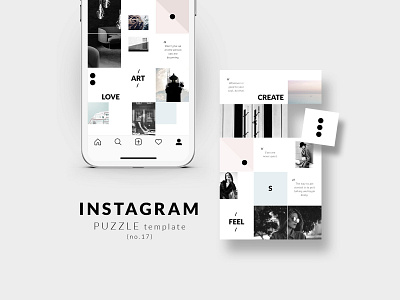 Instagram Puzzle Template - Minimal blogger branding clean fashion feminine grid layout insta grid instagram instagram templates lifestyle marketing minimalistic modern pastel photoshop puzzle social media pack styled templates
