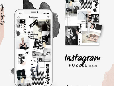 Instagram PUZZLE template - Grunge