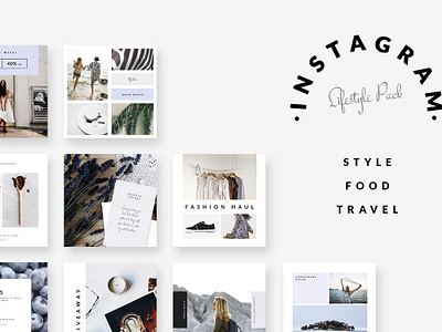 Instagram Pack 2 - Style Food Travel branding clean fashion instagram instagram posts instagram templates instaposts light modern pastel pastel blue social media design social media kit social media pack style templates travel