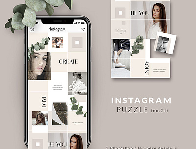 Instagram puzzle template - Classy blogger kit branding branding design branding designer classy collage fashion graphic designer grid layout instagram instagram posts instagram puzzle instagram templates minimal templates minimalistic modern social media pack social media templates socialmedia style