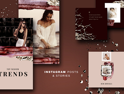 Foil - Instagram Posts & Stories classy earthy colors elegant fashion feminine foil glitter golden instagram instagram posts instagram stories instagram templates luxury sparkles sparkling style templates watercolor watercolour