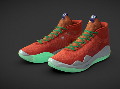 NIKE ZOOM KD 12 BY YOU 3d 3d model glow kd 12 nike nike running nike shoes nike zoom orange pbr pbr texturing red running shoe sneakers trainers