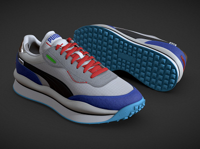 PUMA SNEAKERS BLUE 3d 3d model blue pbr puma running shoe sneakers sports texturing trainers