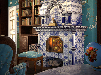 Russian Living Room 3d art assets assetstore environment art fireplace furniture house interior living room manor mansion props russian unreal engine 4