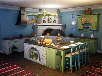 Russian Kitchen assets assetstore cupboard design environment art furniture house interior kitchen manor mansion ovenbits props russian samovar unreal engine 4 vegetables