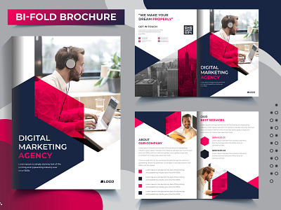 Bi-Fold 4 Pages Corporate Business Brochure Template Design