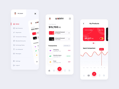 Liberty Banking App Redesign animation app bank bank app bank card banking card clean concept credit card design finance georgia iphone mobile payment transfer ui ux wallet