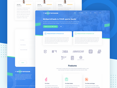 Sports Data Provider Website Concept api clean concept data design landing page redesign sports ui uidesign uiuxdesign ux uxdesign web website