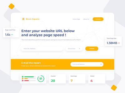 Shopify website speed test analyzer app clean colors design experience homepage landing minimal page performance speed test ui uiux user user experience ux web website