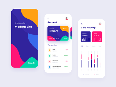 Mobile Banking App app app design bank bank card banking card clean colors credit card design finance georgia illustration minimal mobile ui ui design ux ux design wallet