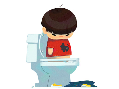 Baby Us: Toilet Boy baby boy character design humor illustration kids nolen lee potty potty training