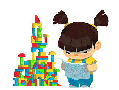 Baby Us: Block Girl baby blocks builder girls illustration kids nolen lee stem toys