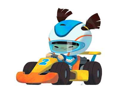 Baby Us: Racer Girl baby cars girl gokart illustration kids nolen lee nolen lee toddler
