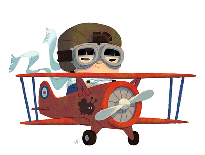Baby Us: Airplane Boy airplane baby biplane boy character design illustration kids nolen lee toddler