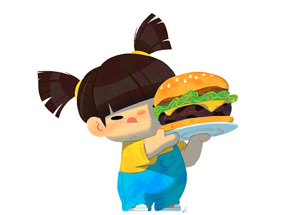 Baby Us: Burger Girl burger character design food girl illustration nolen lee toddler