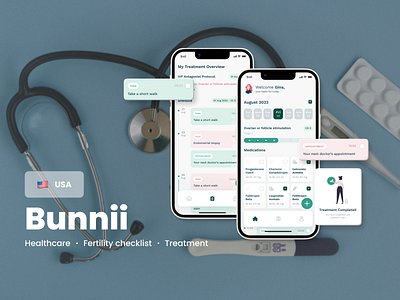 Healthcare & treatment tracker for women app design app ui fertility app figma health app healthcare app medicine tracking app mobile app design mobile app doctor product design prototyping uxui wireframing