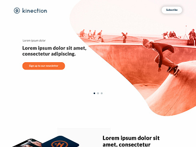 Kinection Landing Page 1 animation branding design illustration logo photoshop typography ui vector website