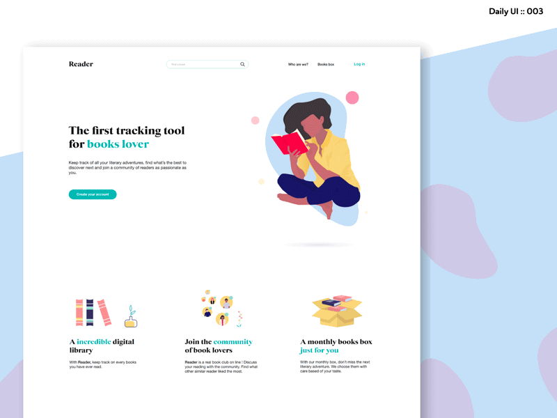 DailyUI :: 003 daily ui dailyui design illustration landing page design landingpage ui uidesign