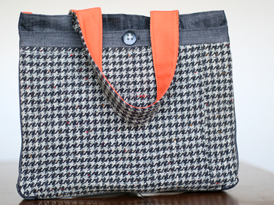 new bag bag fabric houndstooth orange sewing