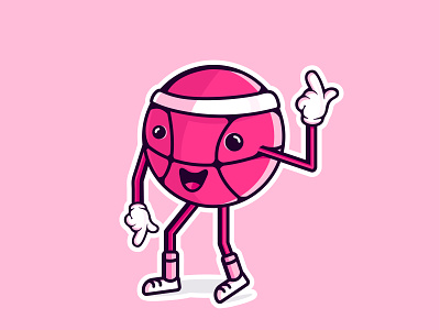 Dribbble Man basketball basketball ball character design dribbble dribbble logo illustration illustrator pink sticker