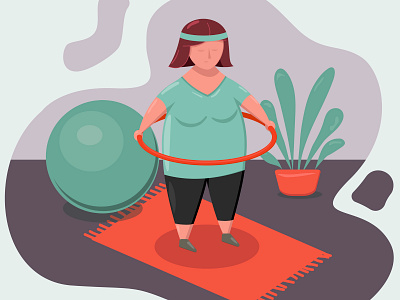 The girl turns the hoop. fitness flat girl hoop illustration sport vector