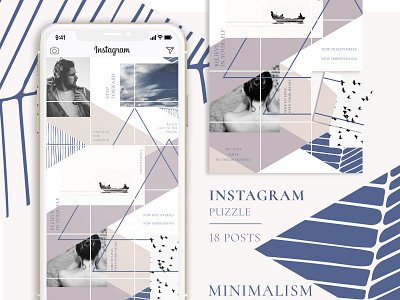 MINIMALISM - Instagram Puzzle geometry instagram instagram template minimalism photoshop puzzle seamless social media template triangle