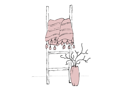 Ladder and vase. Vector illustration.