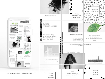 Black & White - Instagram Puzzle banner blog design geometry girl instagram instagram template minimalism photoshop post puzzle seamless social media template watercolor strokes