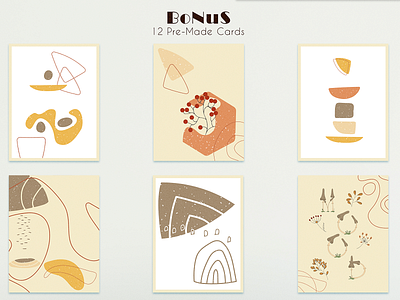 Warm Autumn. Pre-Made Card abstract shapes alphabet autumn autumn illustrations cards design elements geometr letters from mushrooms mushrooms plants rabuga set of vector elements vector illustration warm colors