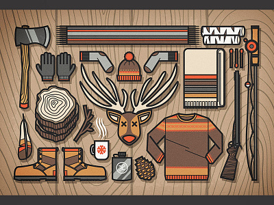 Winter Postcard design drawing illustration lumberjack throwback throwbackthursdays vector winter wood