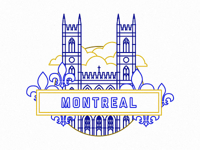 Montreal: Travel Badge architecture badge building city drawing flat illustration lines montreal travel vector