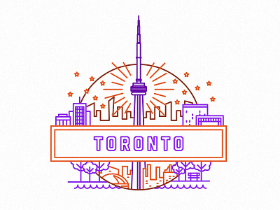 Toronto: Travel Badge architecture badge building city drawing flat illustration lines toronto travel vector