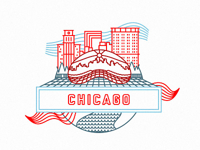 Chicago: Travel Badge architecture badge building chicago city drawing flat illustration lines travel vector