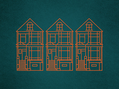 Houses architecture badge building city drawing flat houses icon illustration lines vector