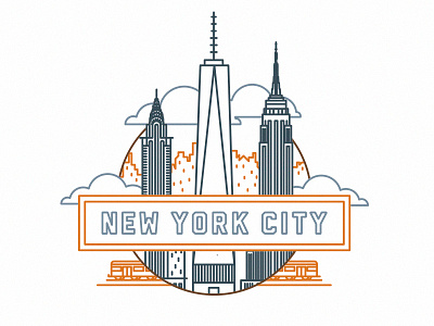 New York City: Badge architecture badge building city drawing flat illustration lines new york nyc travel vector